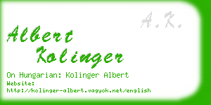 albert kolinger business card